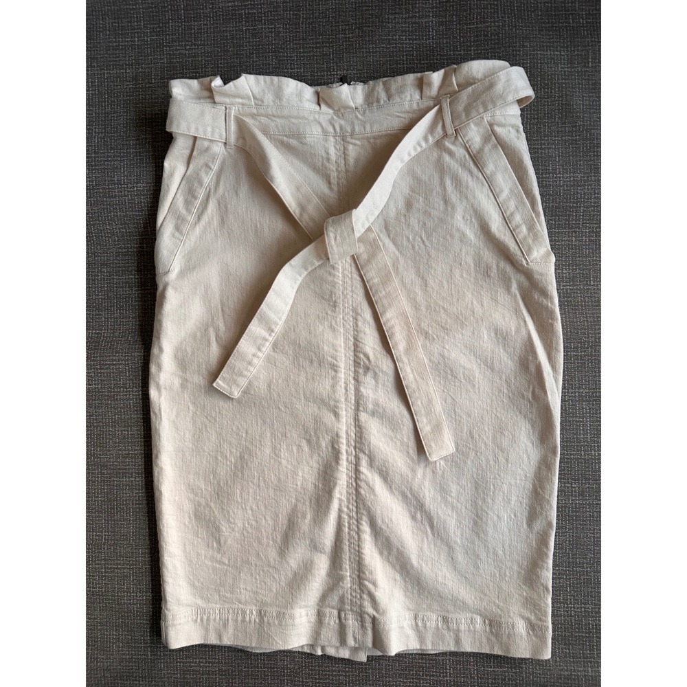 Banana Republic Cream Paperbag Waist Pencil Skirt with Belt Size 10 Neutral